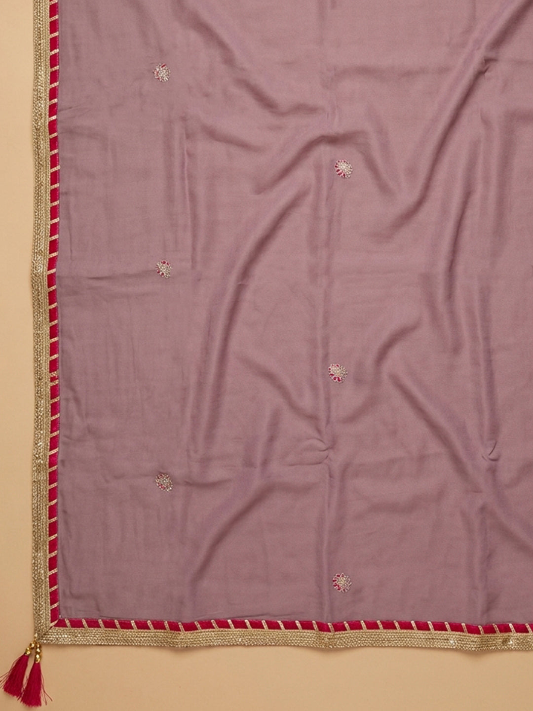 Purple Embroidery Chanderi Unstitched Dress Material