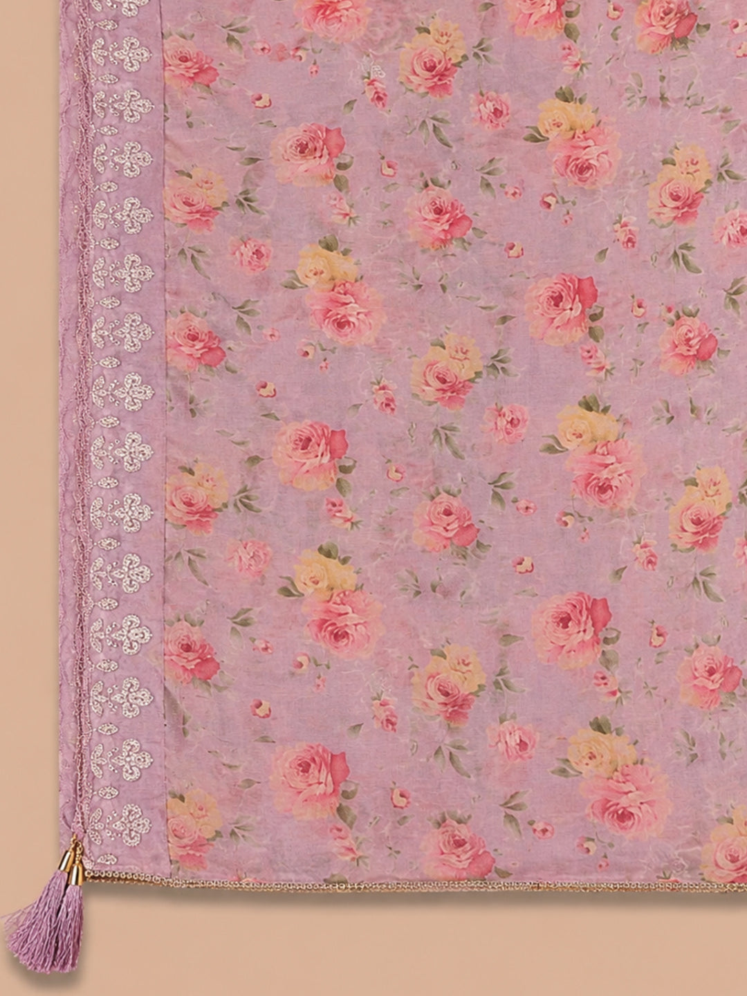 Onion Pink Embroidery Chanderi Unstitched Dress Material