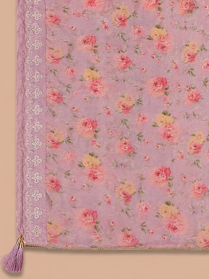 Onion Pink Embroidery Chanderi Unstitched Dress Material