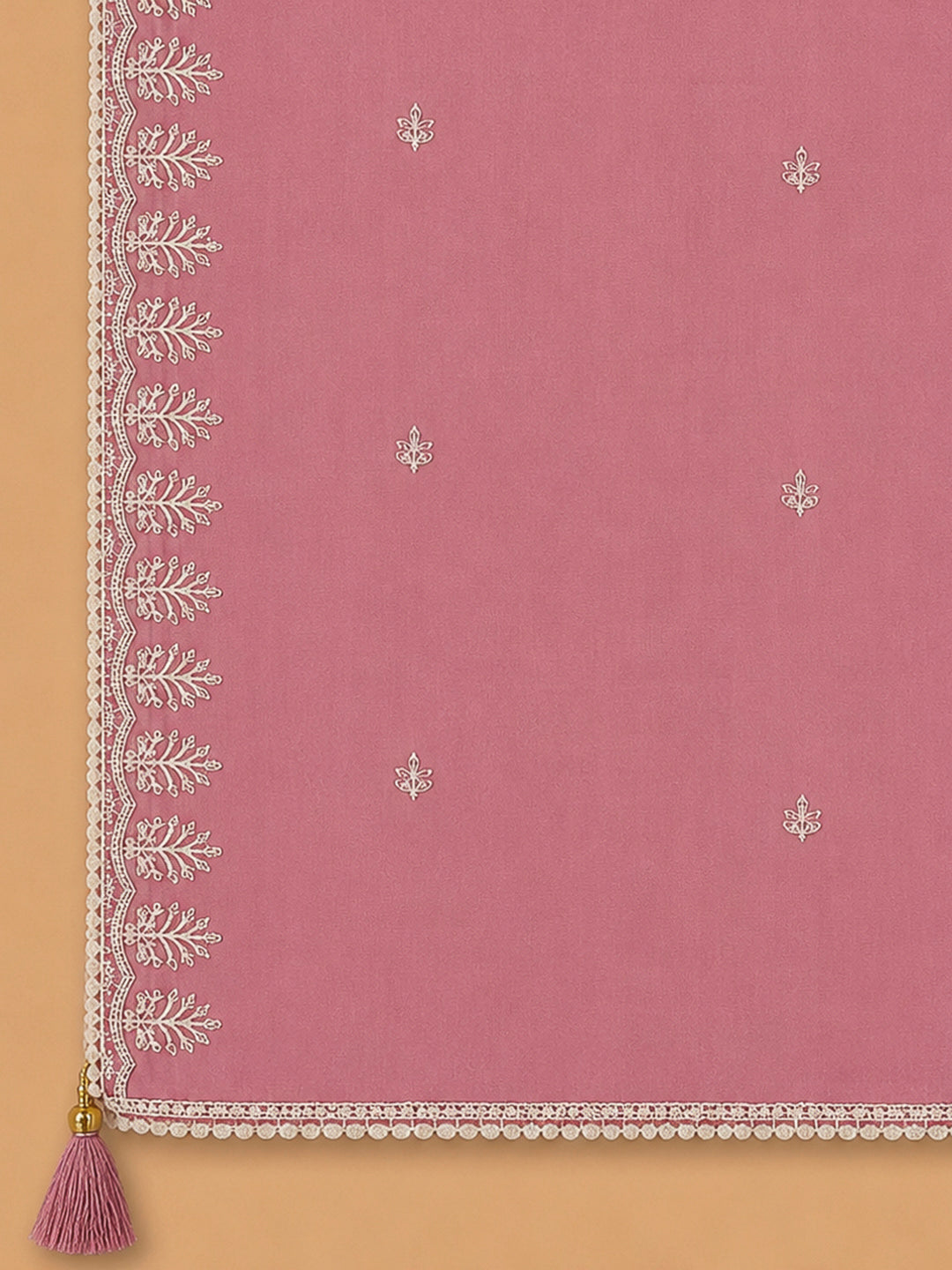 Dull Pink Embroidery Chanderi Unstitched Dress Material