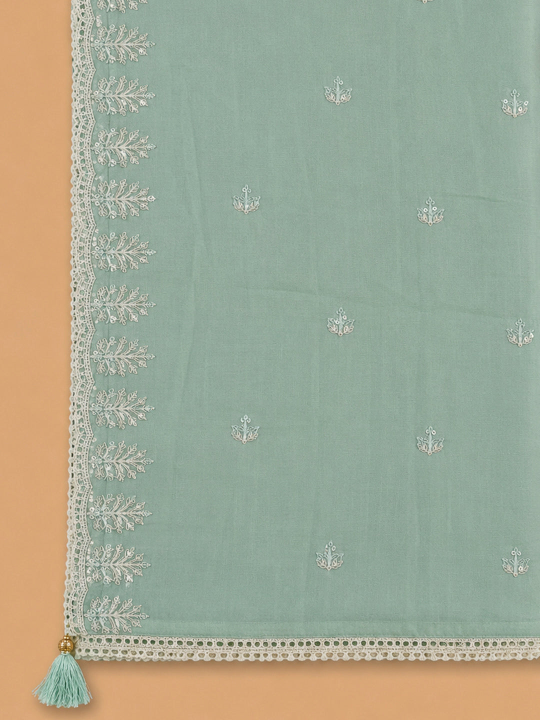 Sky Blue Embroidery Chanderi Unstitched Dress Material
