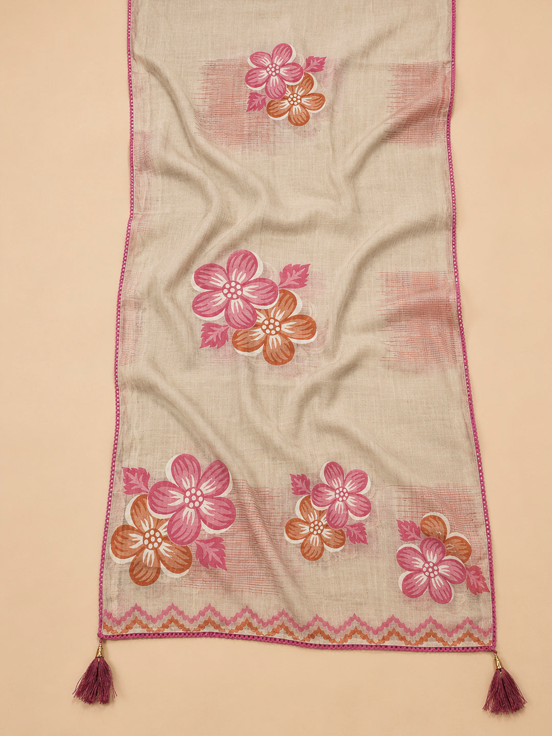 Pink Embroidery Chanderi Unstitched Dress Material