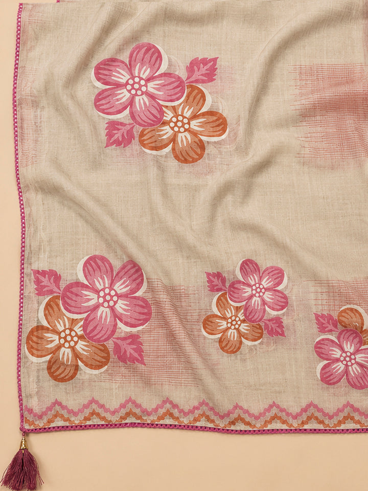 Pink Embroidery Chanderi Unstitched Dress Material