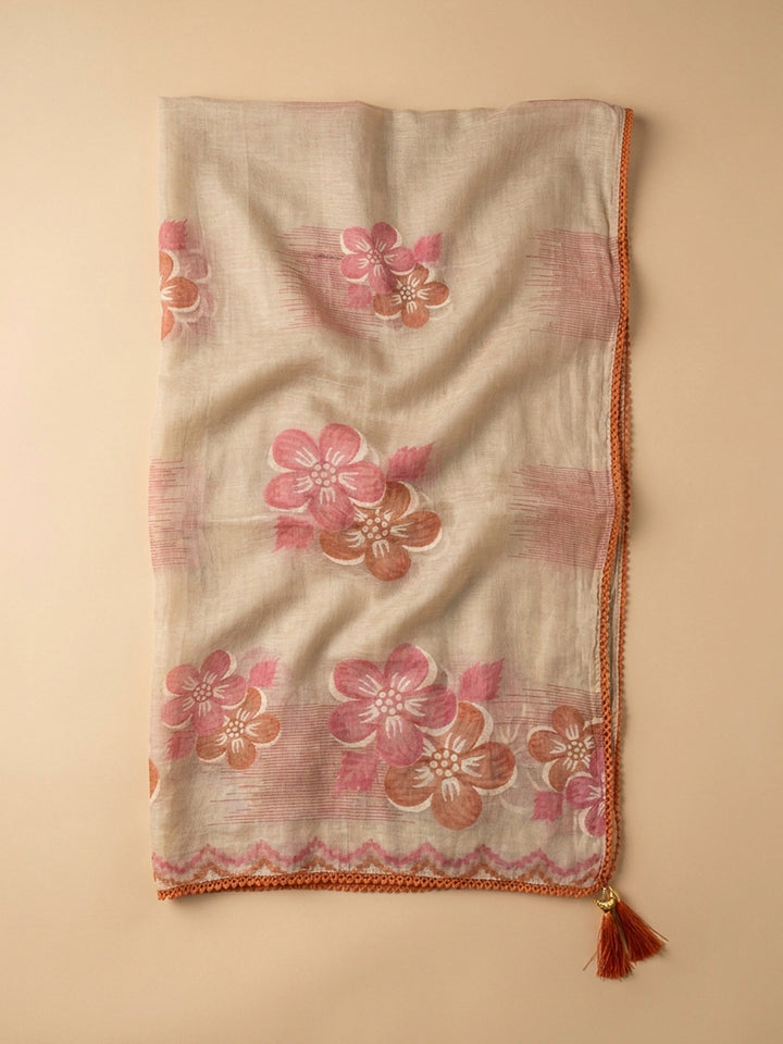 Rust Embroidery Chanderi Unstitched Dress Material