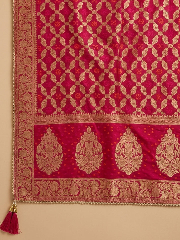 Dull Pink Embroidery Chanderi Unstitched Dress Material