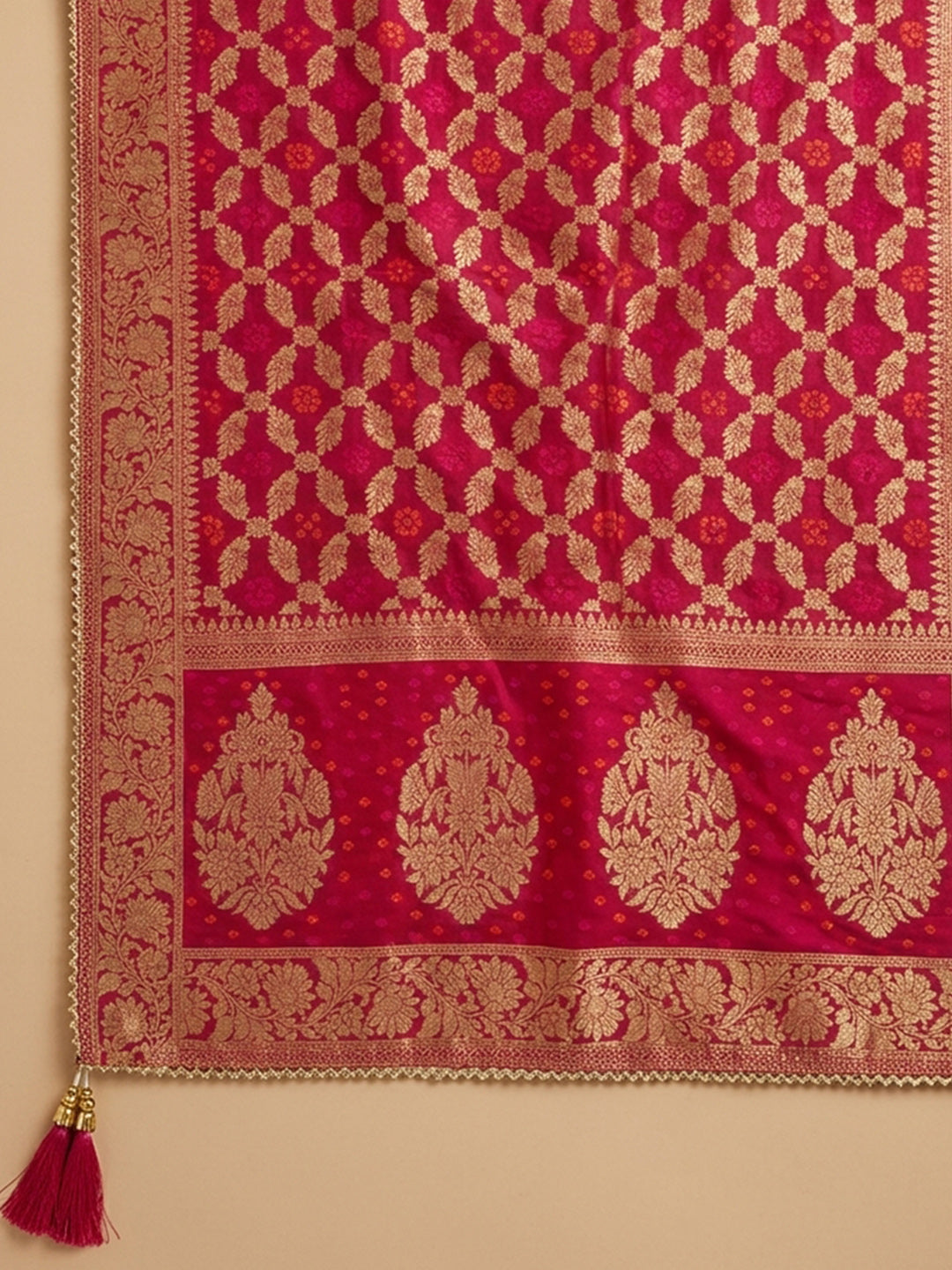 Mustard Embroidery Chanderi Unstitched Dress Material