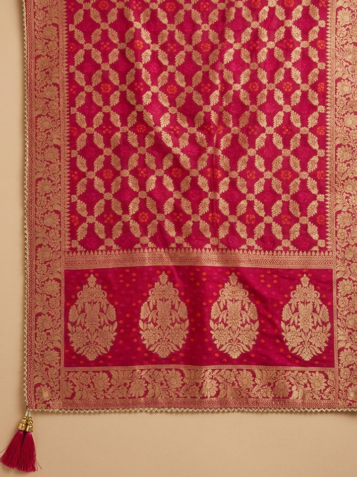 Purple Embroidery Chanderi Unstitched Dress Material