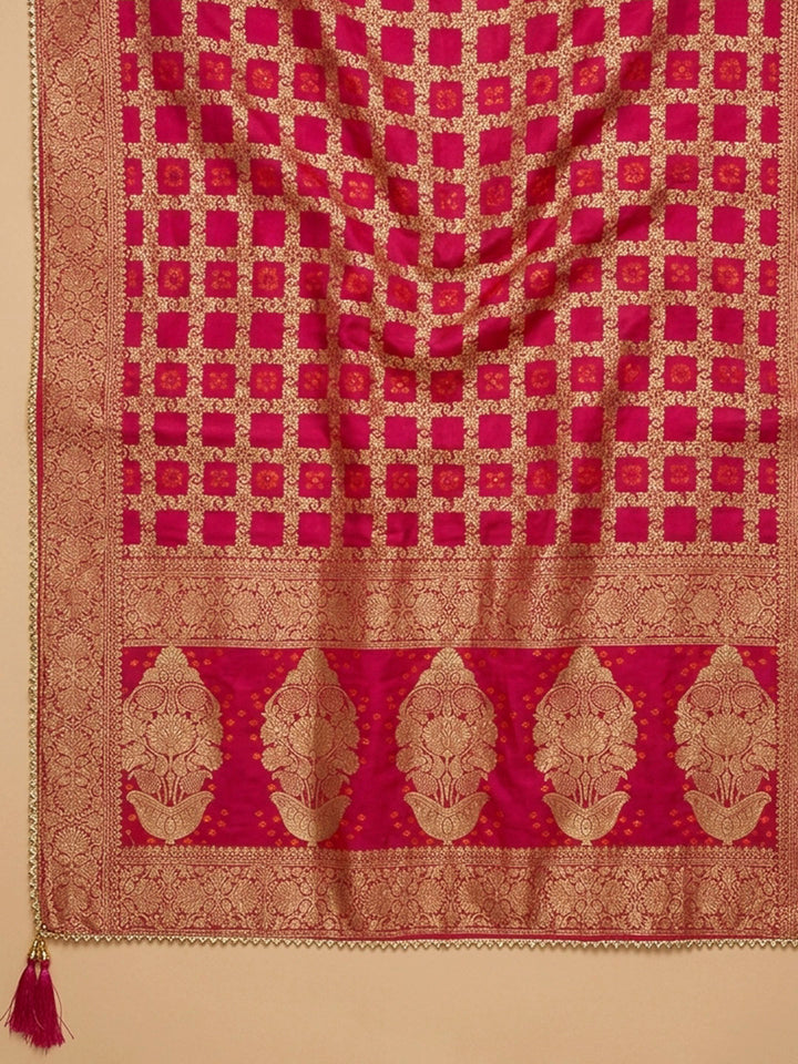 Lavender Embroidery Chanderi Unstitched Dress Material
