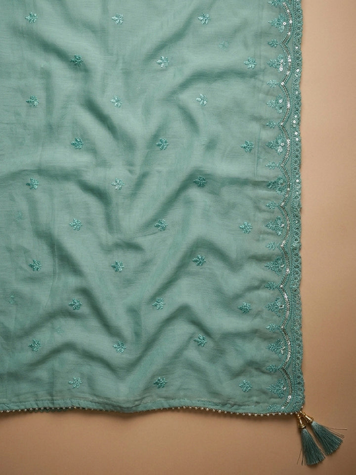 Sky Blue  Chanderi Unstitched Dress Material