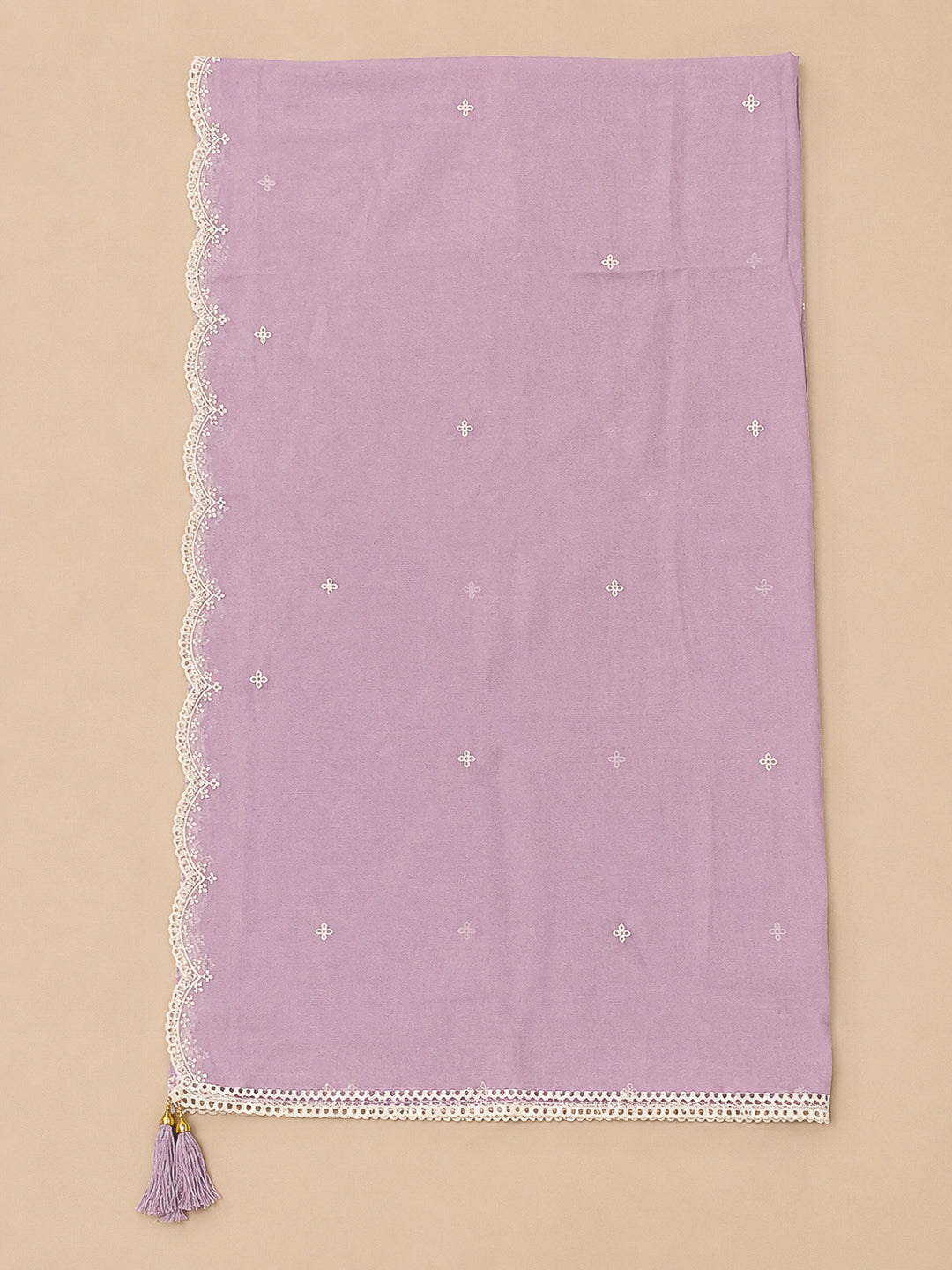 Purple Embroidery Chanderi Unstitched Dress Material