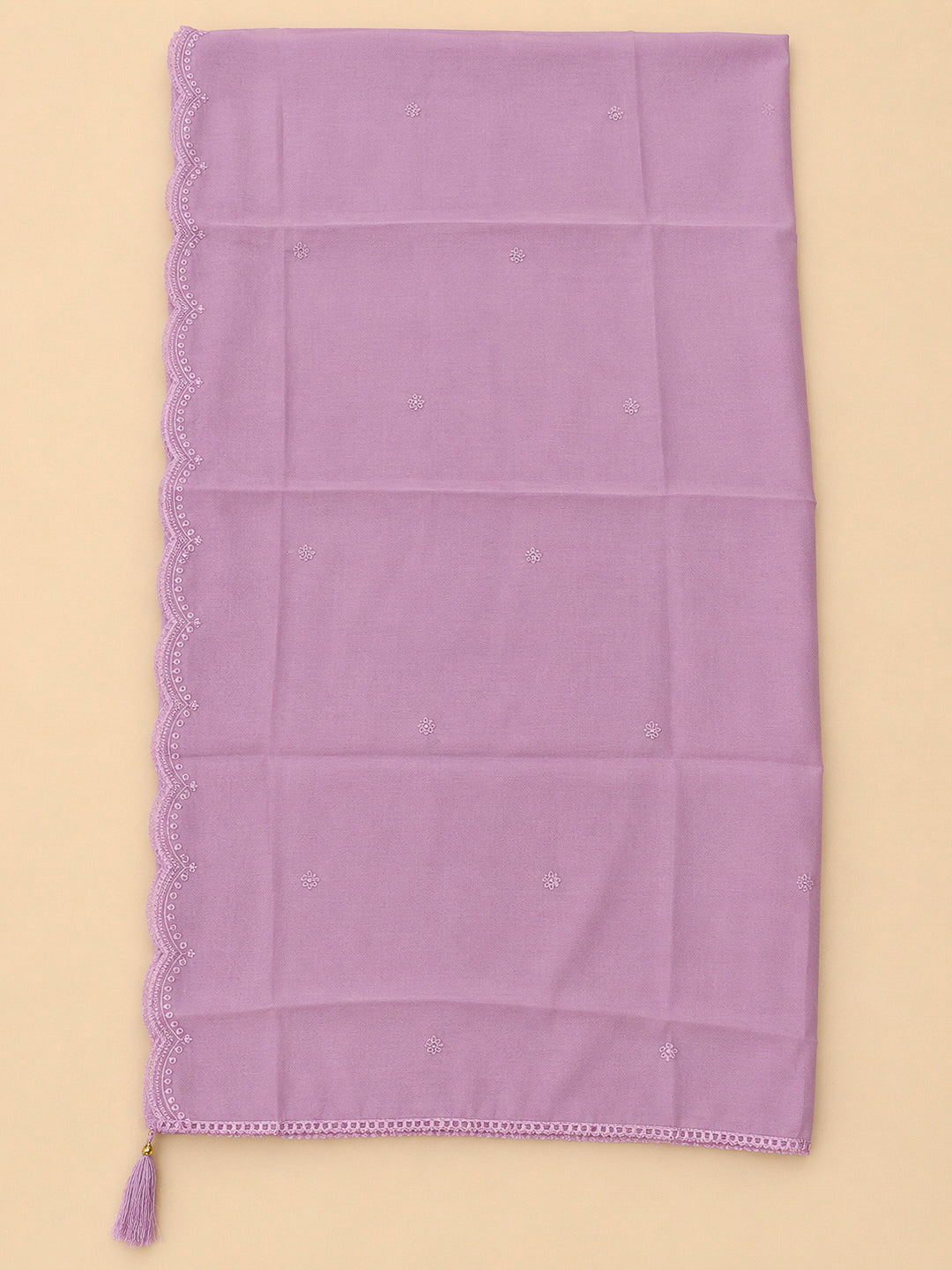 Lavender Embroidery Chanderi Unstitched Dress Material