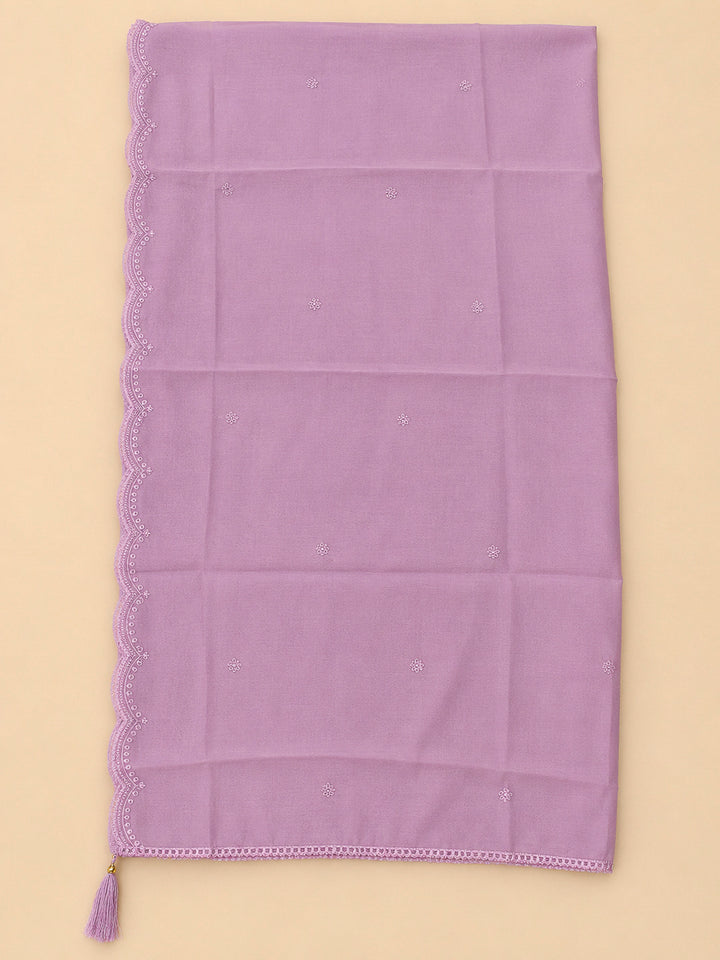 Lavender Embroidery Chanderi Unstitched Dress Material