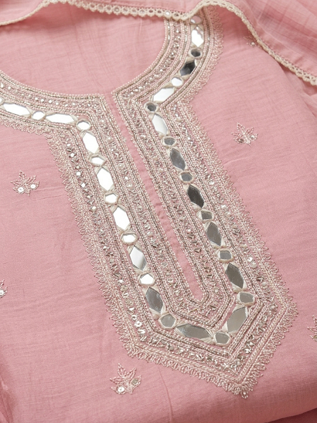 Peach  Chanderi Unstitched Dress Material