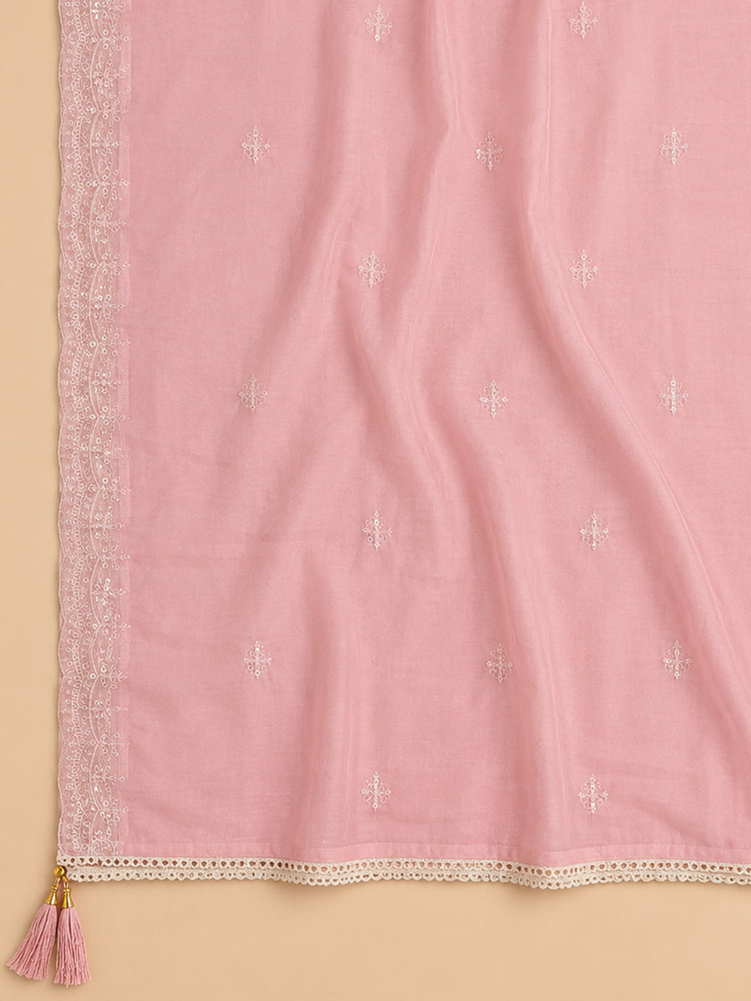 Peach  Chanderi Unstitched Dress Material