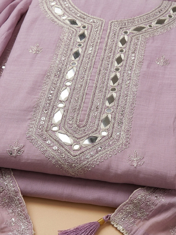 Pink Lavender  Chanderi Unstitched Dress Material