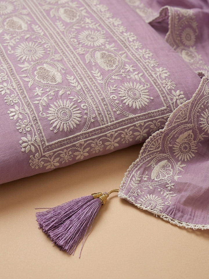 Lavender  Chanderi Unstitched Dress Material