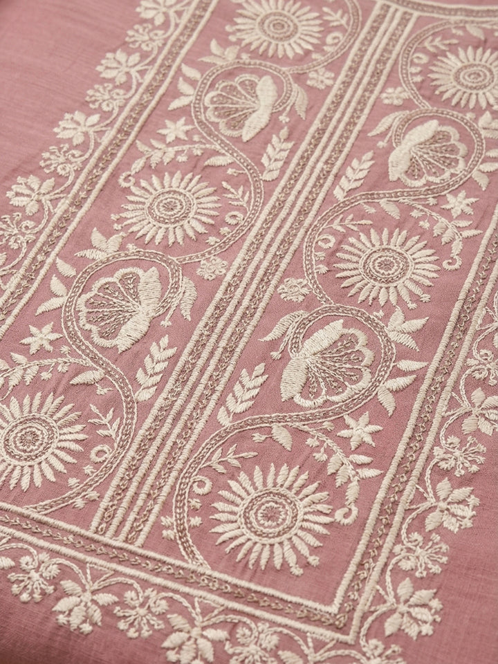 Peach  Chanderi Unstitched Dress Material