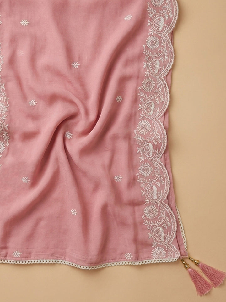 Peach  Chanderi Unstitched Dress Material