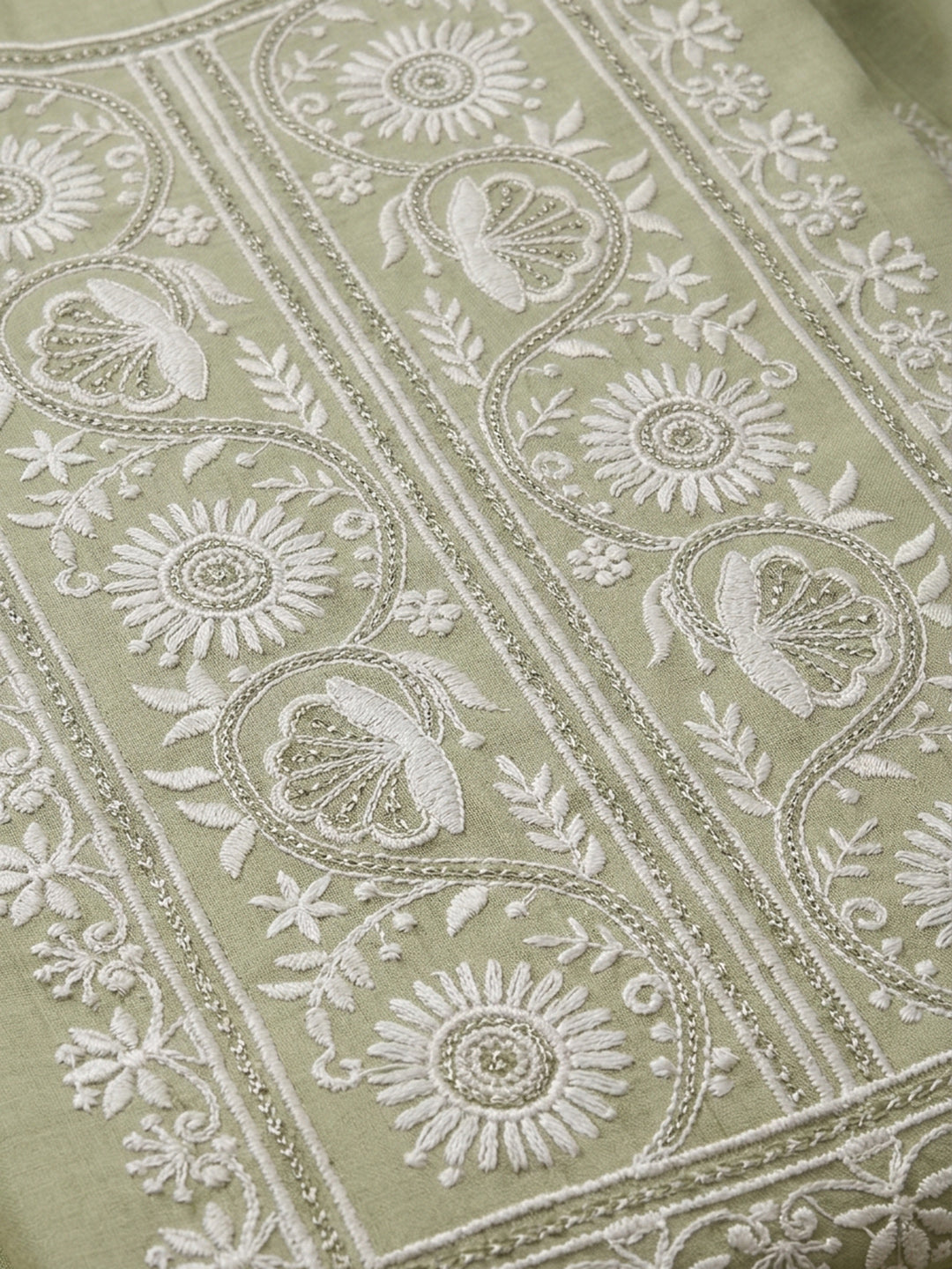 Pista Green  Chanderi Unstitched Dress Material