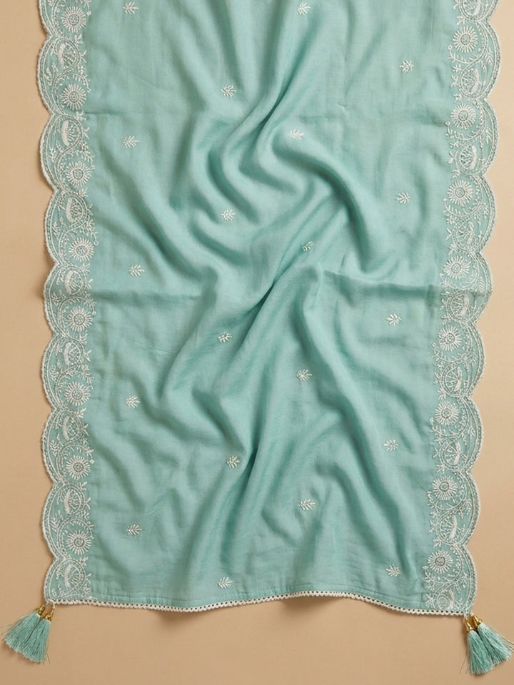 Sky Blue  Chanderi Unstitched Dress Material