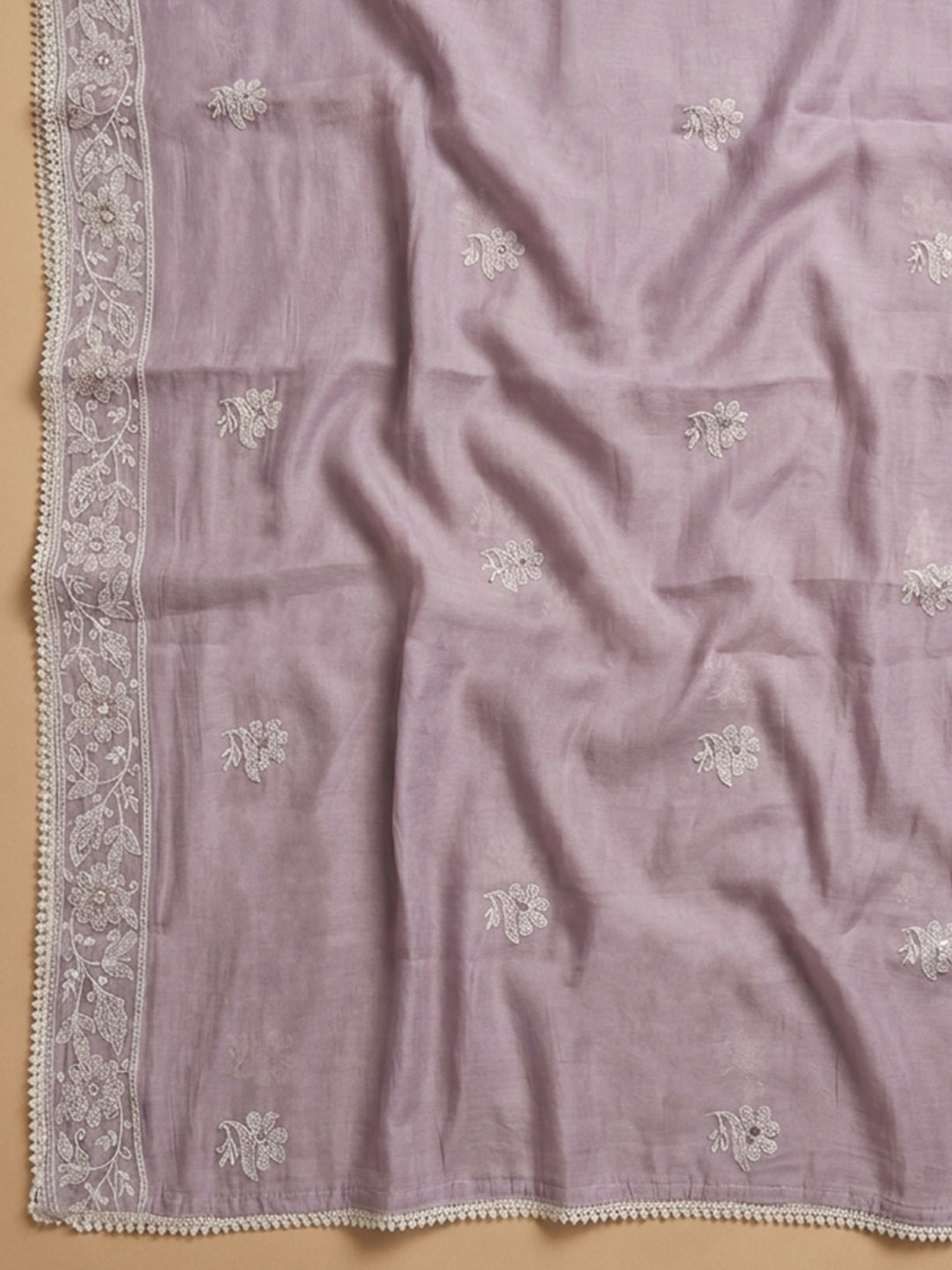 Lavender  Chanderi Unstitched Dress Material