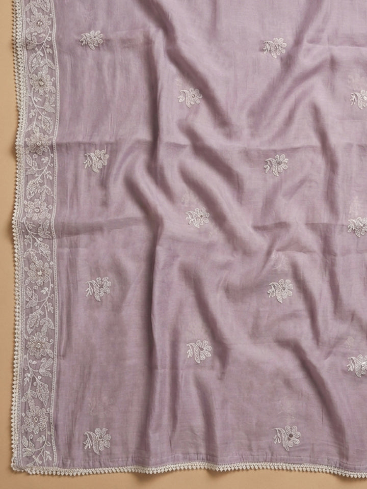 Lavender  Chanderi Unstitched Dress Material