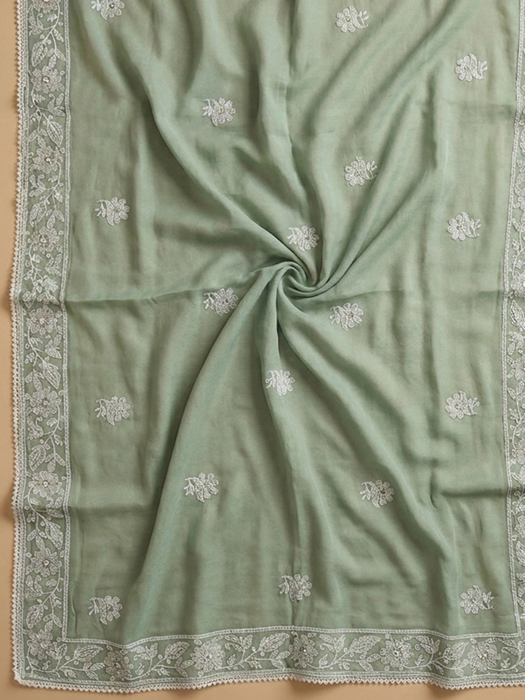 Sea Green  Chanderi Unstitched Dress Material