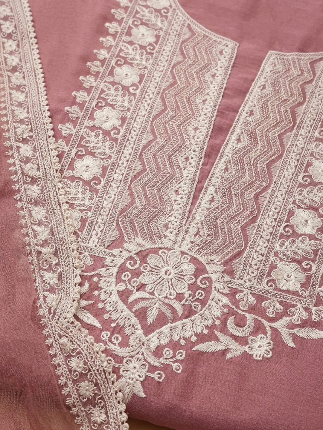 Onion Pink  Chanderi Unstitched Dress Material
