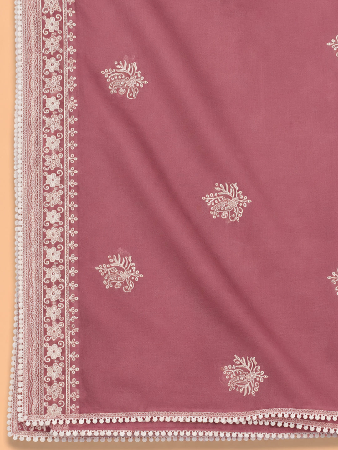Onion Pink  Chanderi Unstitched Dress Material