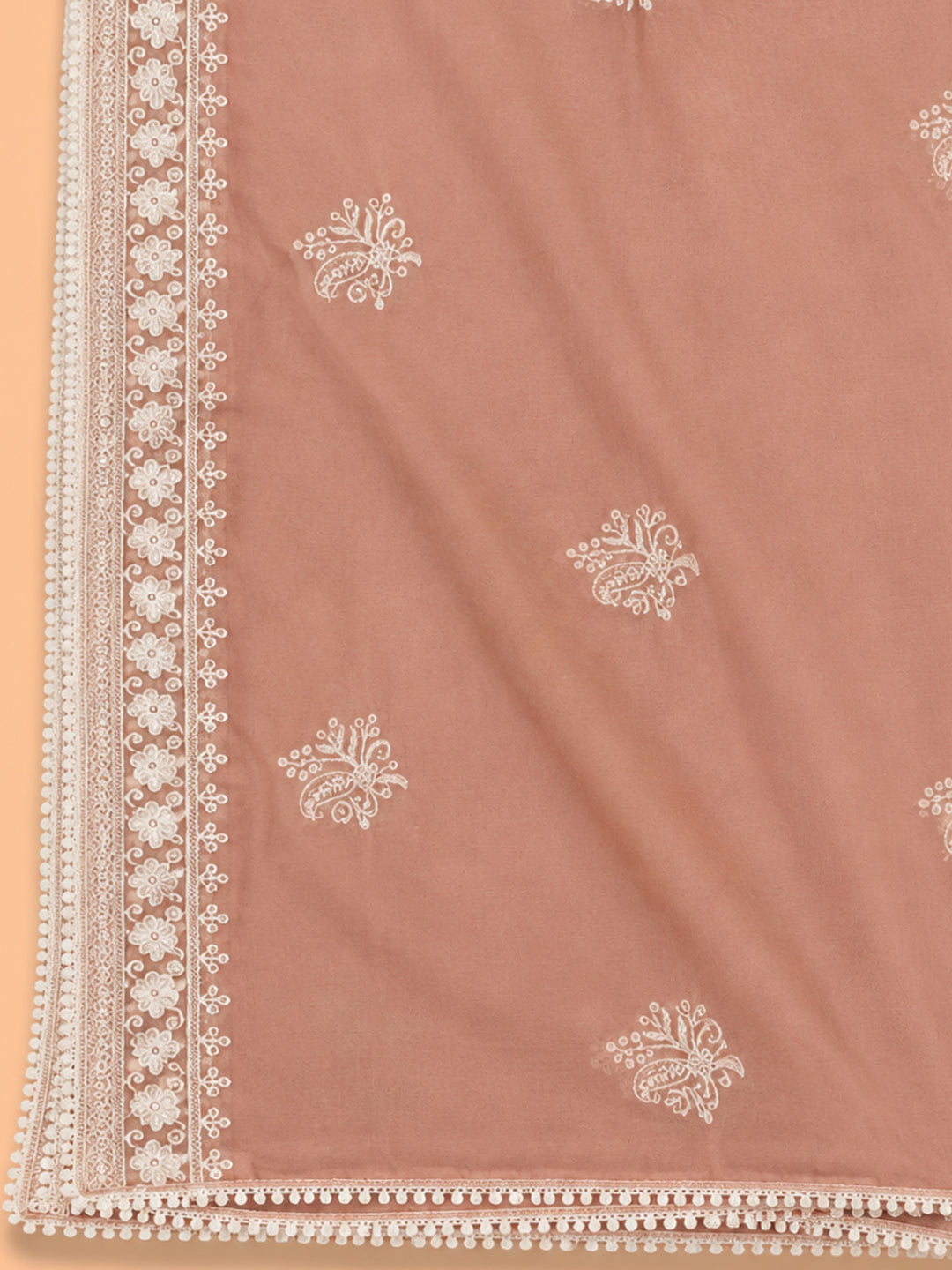 Peach  Chanderi Unstitched Dress Material