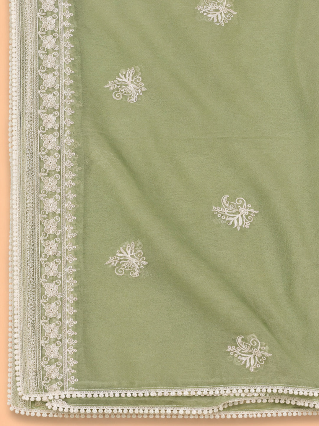 Pista Green  Chanderi Unstitched Dress Material