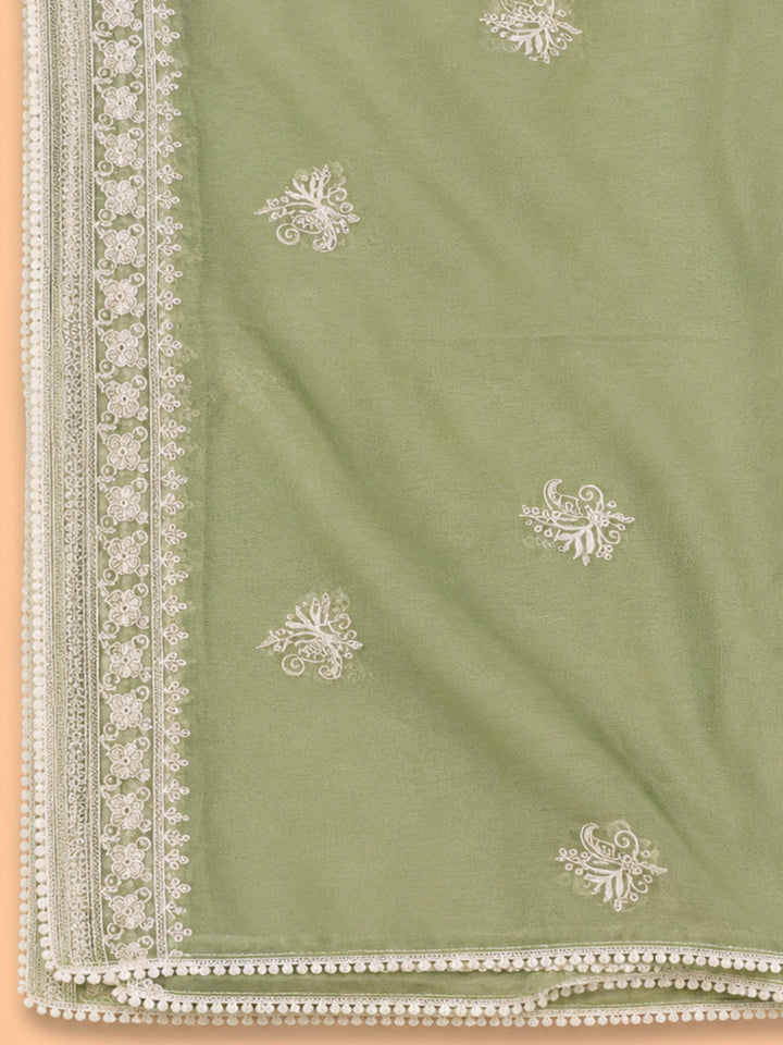 Pista Green  Chanderi Unstitched Dress Material