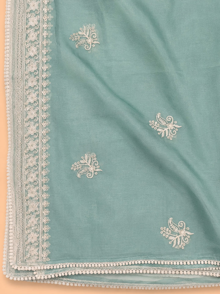 Sky Blue  Chanderi Unstitched Dress Material
