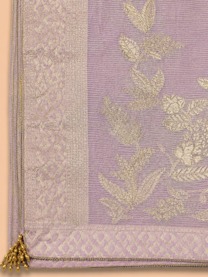 Lavender  Chanderi Unstitched Dress Material