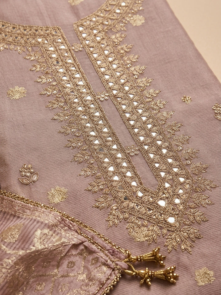 Onion Pink  Chanderi Unstitched Dress Material