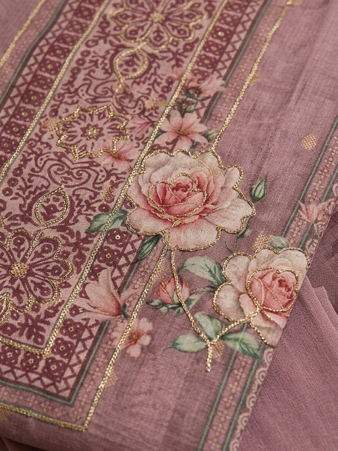 Onion Pink  Chanderi Unstitched Dress Material