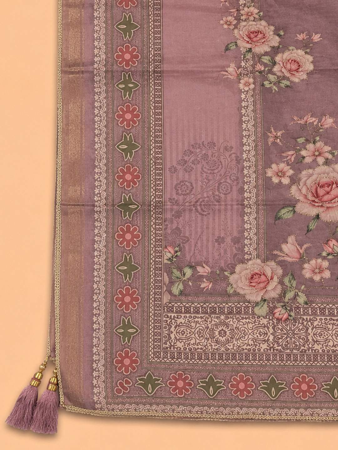 Onion Pink  Chanderi Unstitched Dress Material
