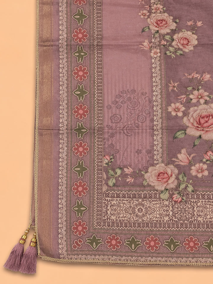 Onion Pink  Chanderi Unstitched Dress Material