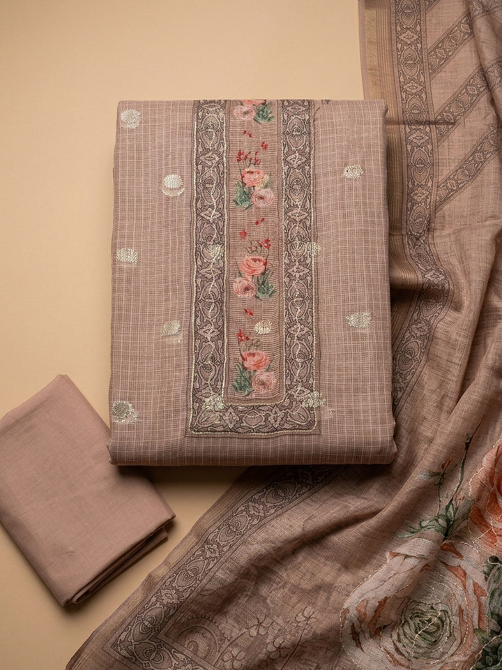 Dusty Pink  Chanderi Unstitched Dress Material