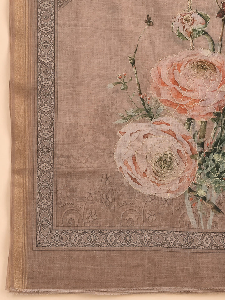 Dusty Pink  Chanderi Unstitched Dress Material