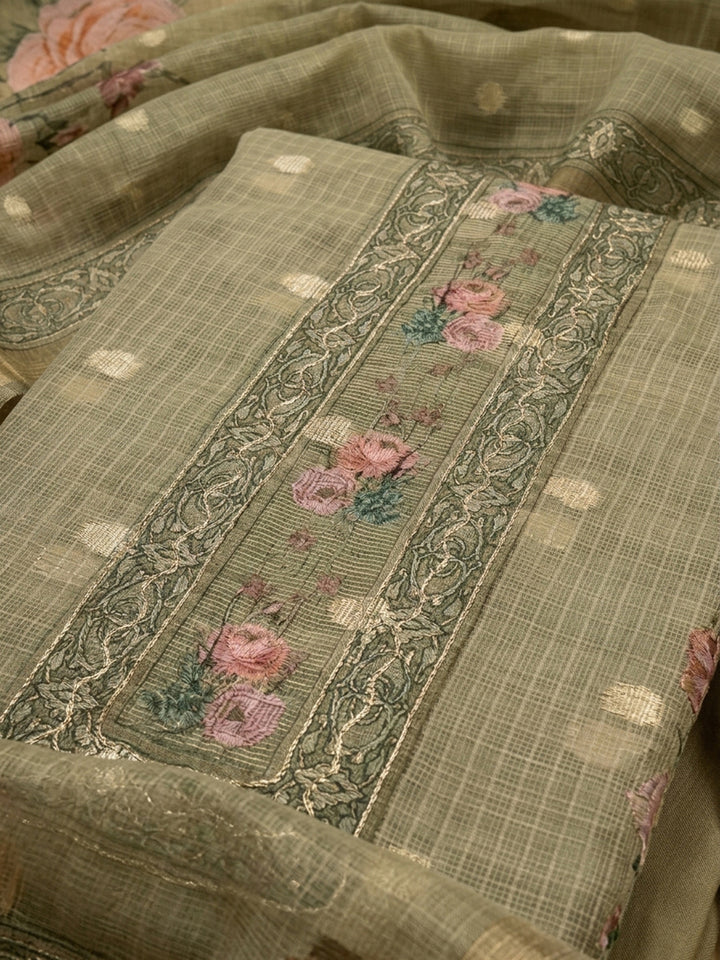 Mehndi  Chanderi Unstitched Dress Material