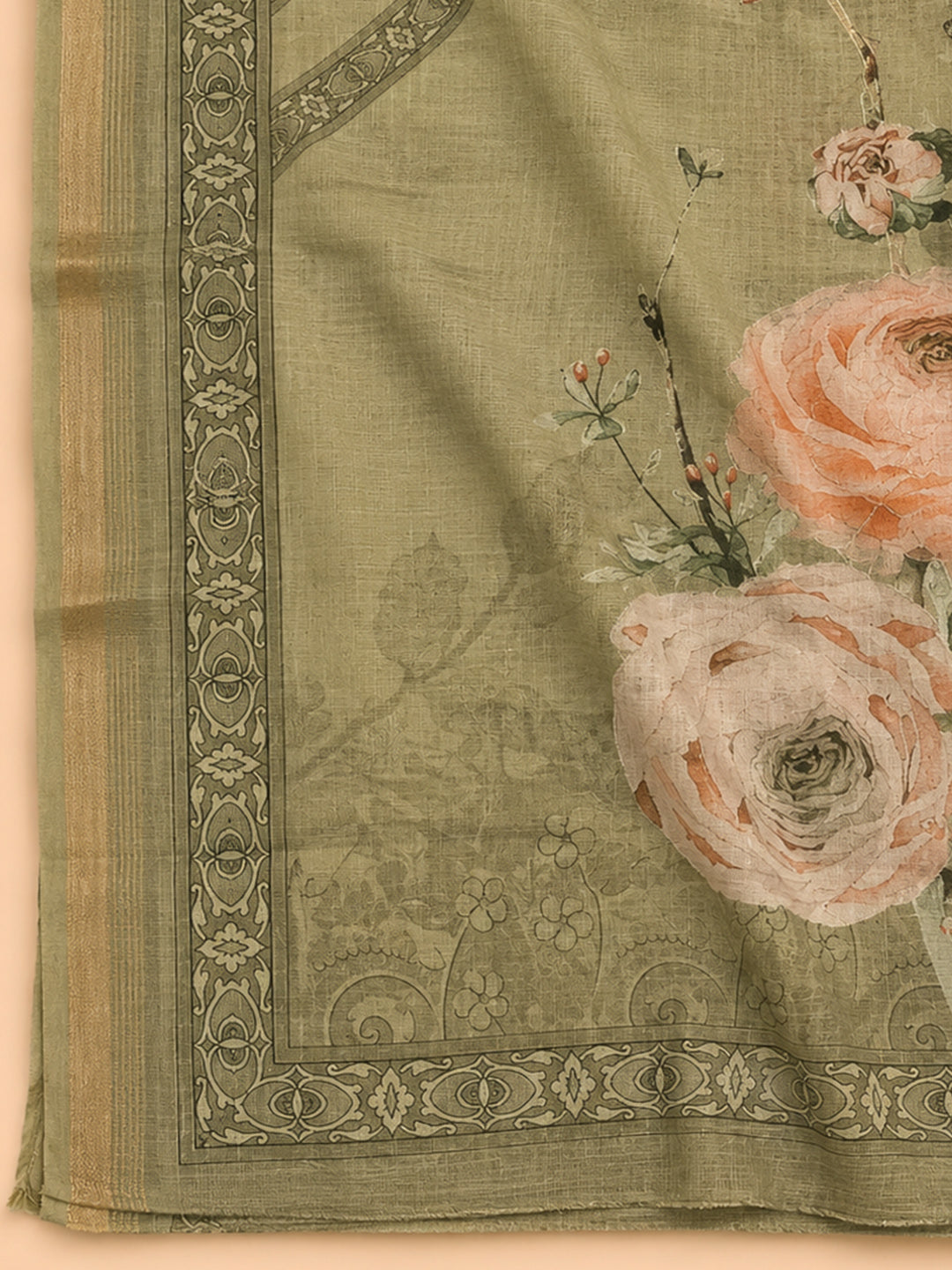 Mehndi  Chanderi Unstitched Dress Material
