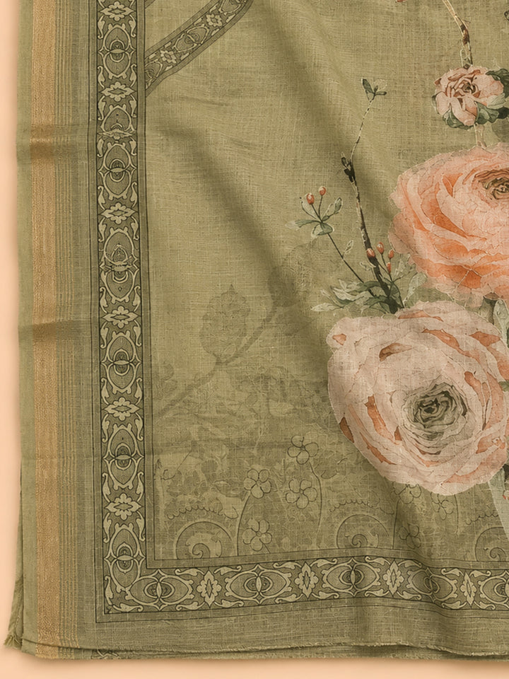 Mehndi  Chanderi Unstitched Dress Material