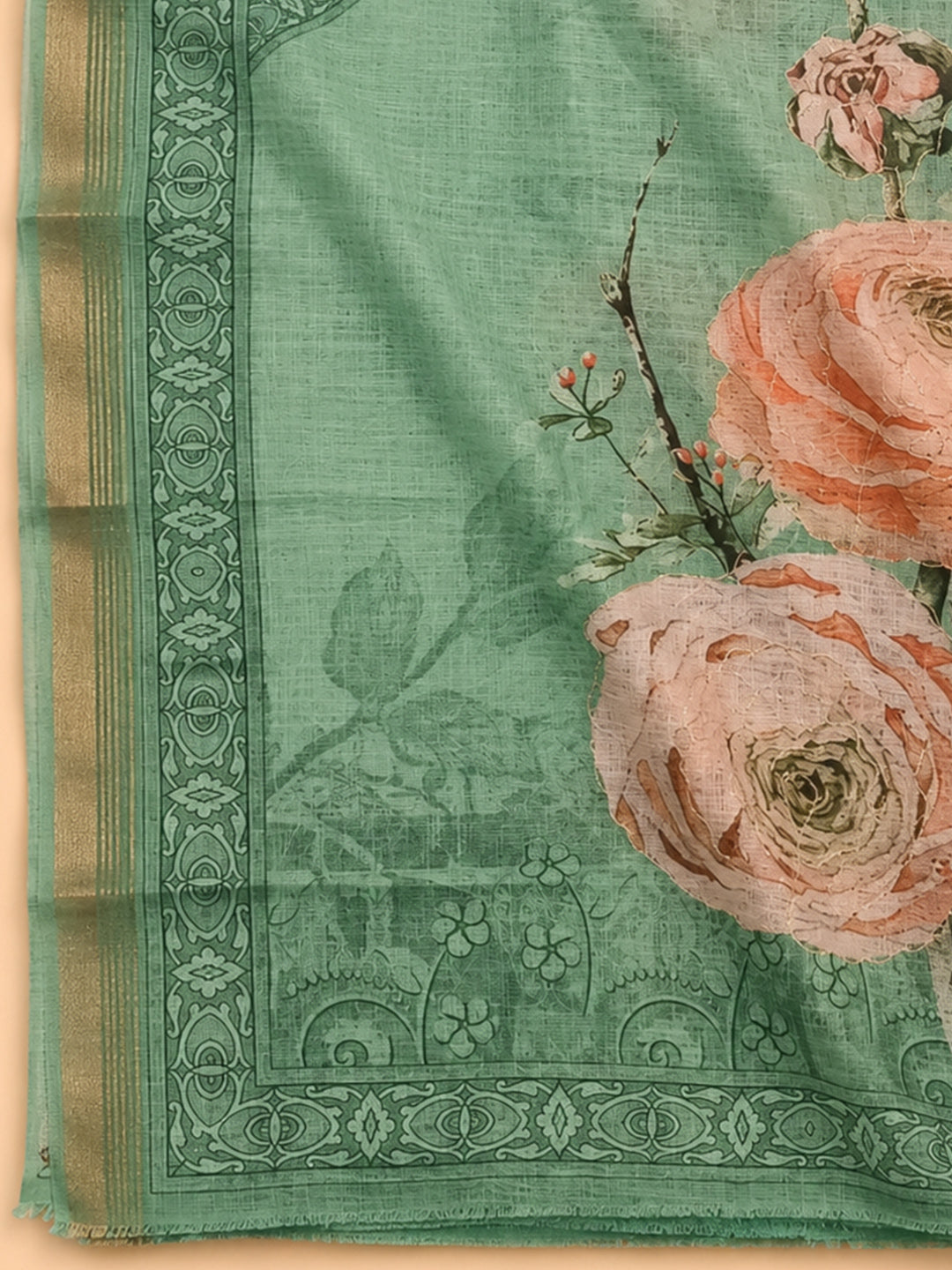 Sea Green  Chanderi Unstitched Dress Material