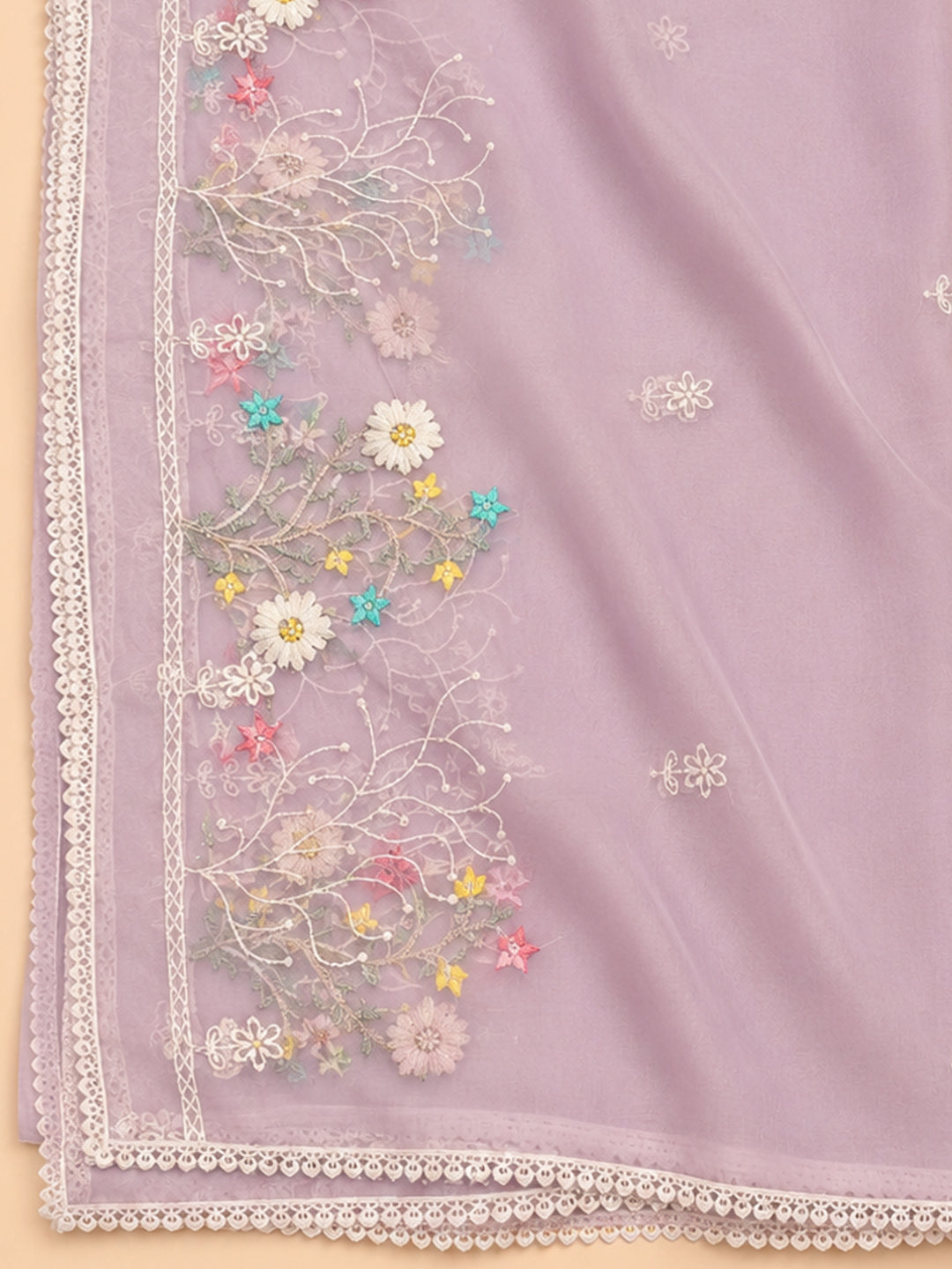 Lavender  Chanderi Unstitched Dress Material