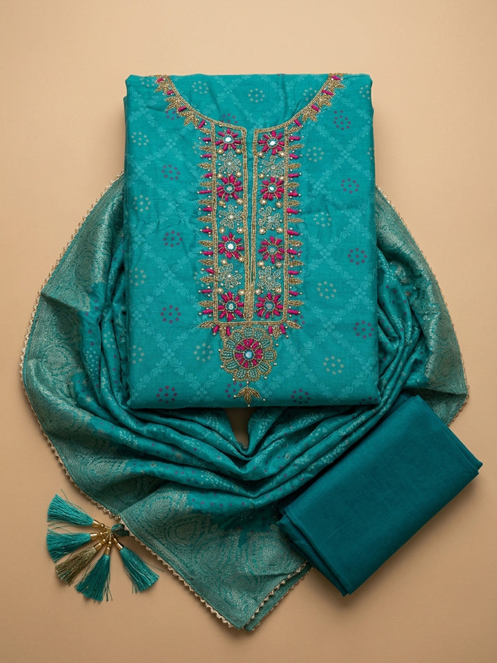 Firozee  Chanderi Unstitched Dress Material