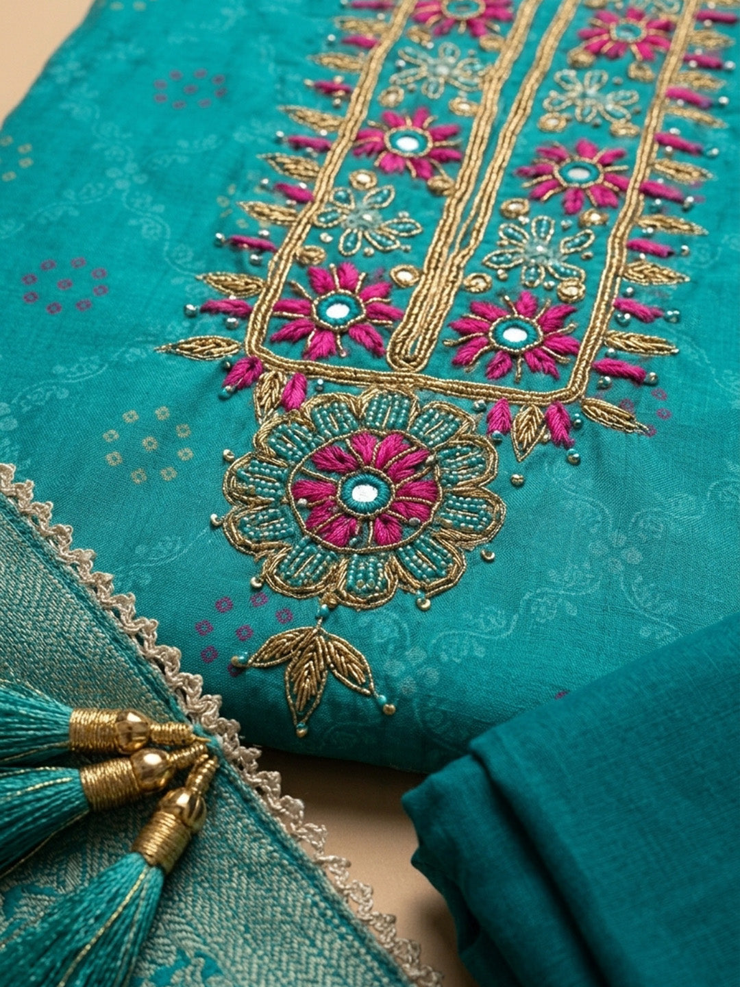 Firozee  Chanderi Unstitched Dress Material