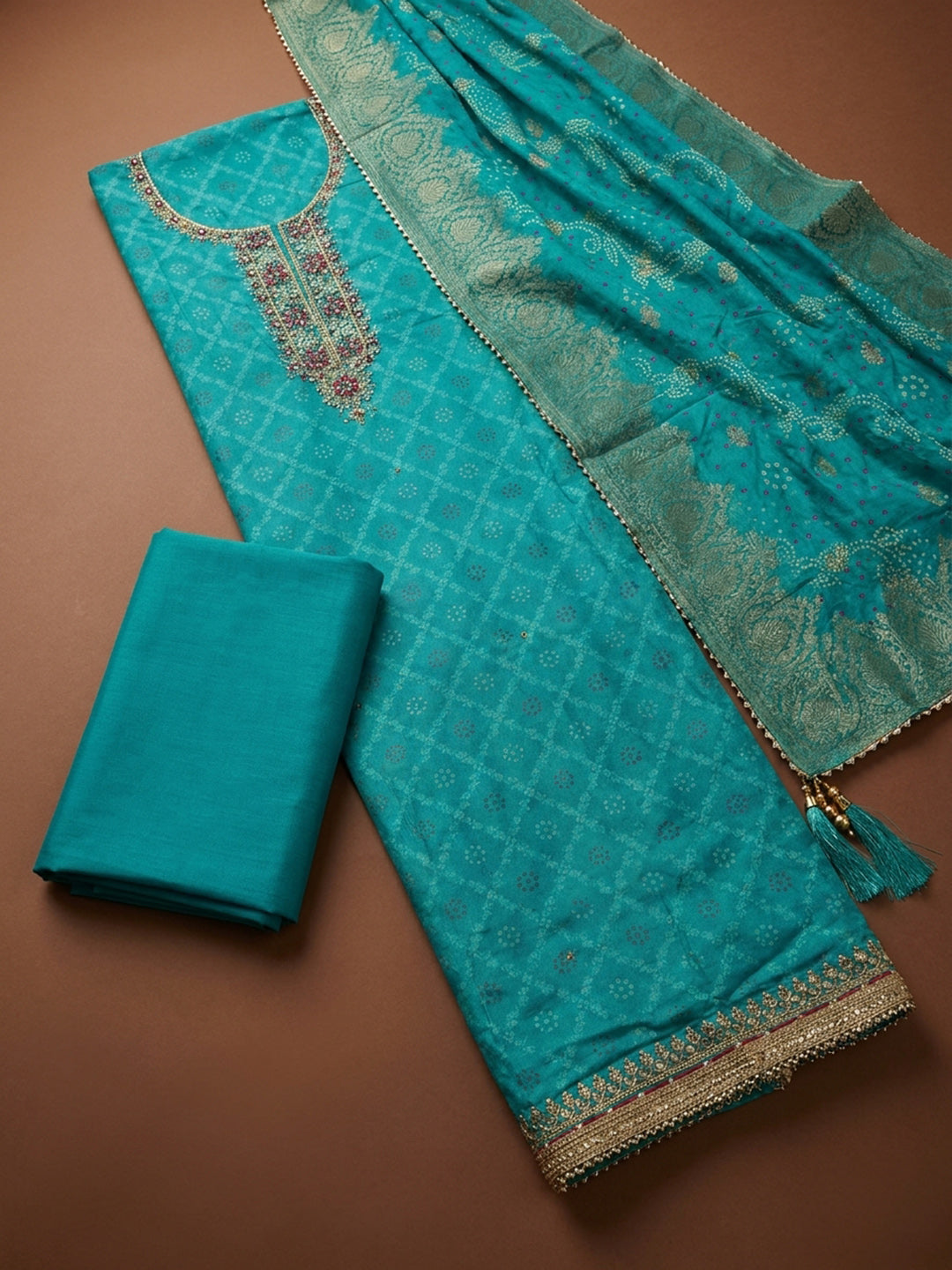 Firozee  Chanderi Unstitched Dress Material