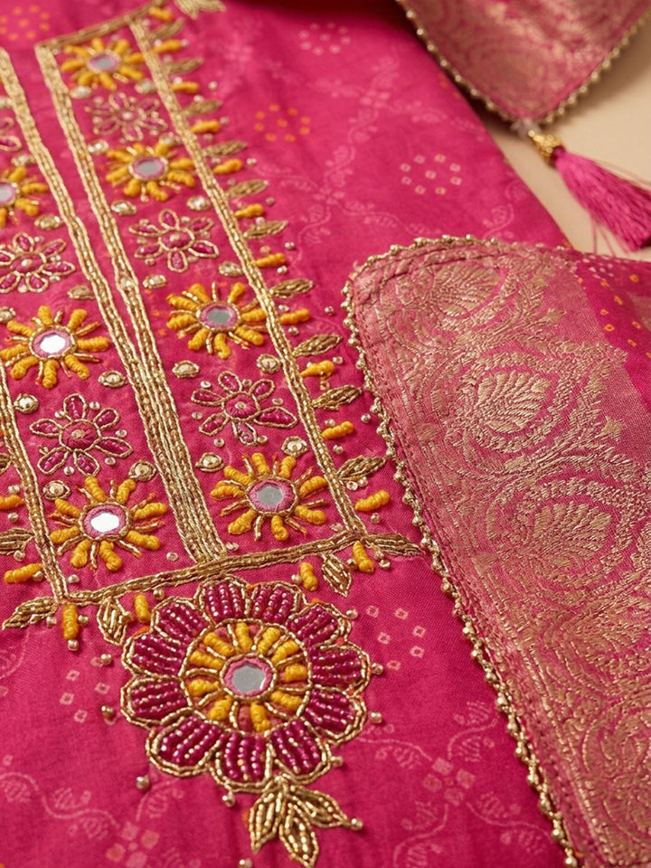 Rani  Chanderi Unstitched Dress Material