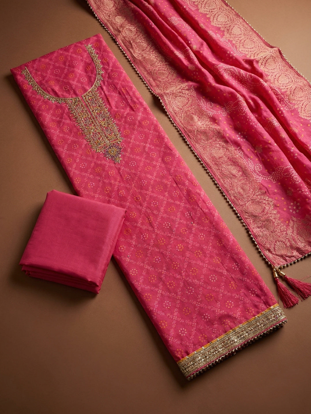 Rani  Chanderi Unstitched Dress Material